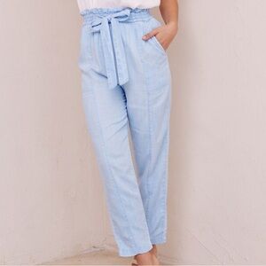 Bella Dahl High Waisted Seam Pants w/ Sash - Paradise Wash